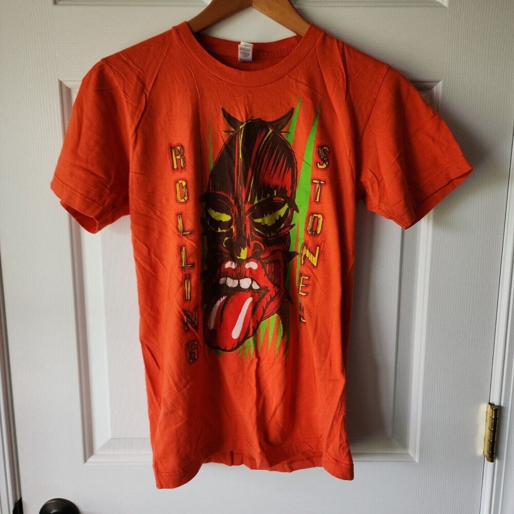 Rolling Stones Graphic Print Short Sleeve Tee Women's Small Orange 2001